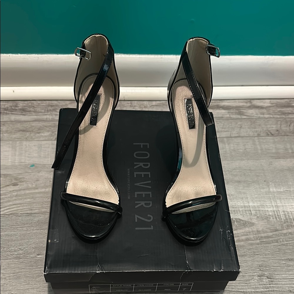 Forever 21 Black Strappy Heels